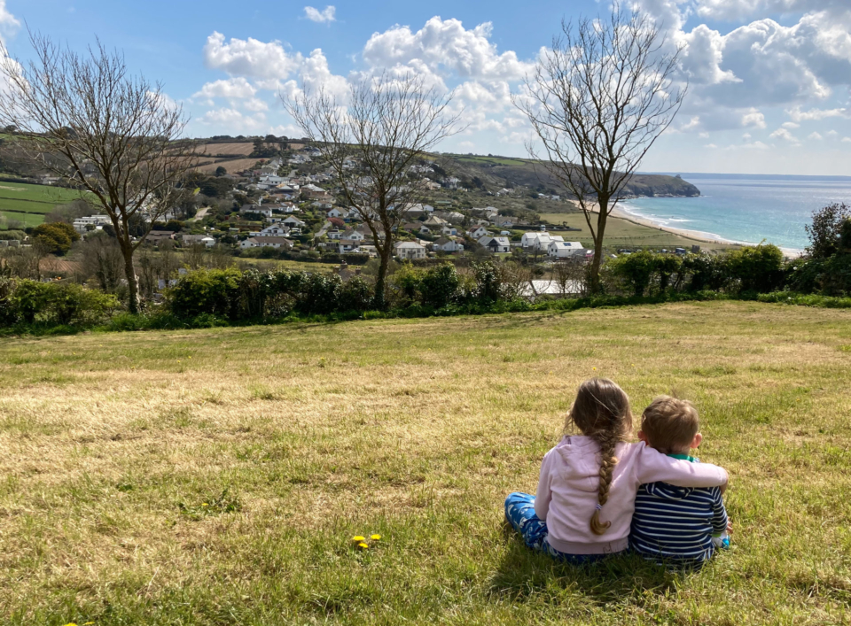 View from our camping pitches of Praa Sands Cornwall.